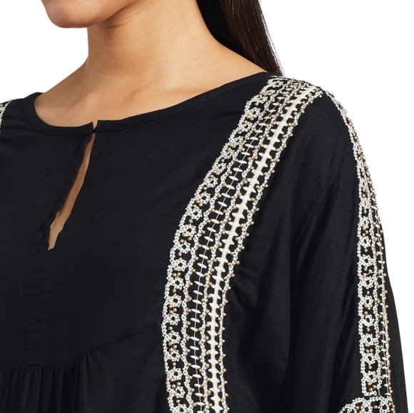 Sweet Magnolias Beaded Boho Top with Tassel Sleeves Size XXL: Effortless Style - Picture 5 of 6